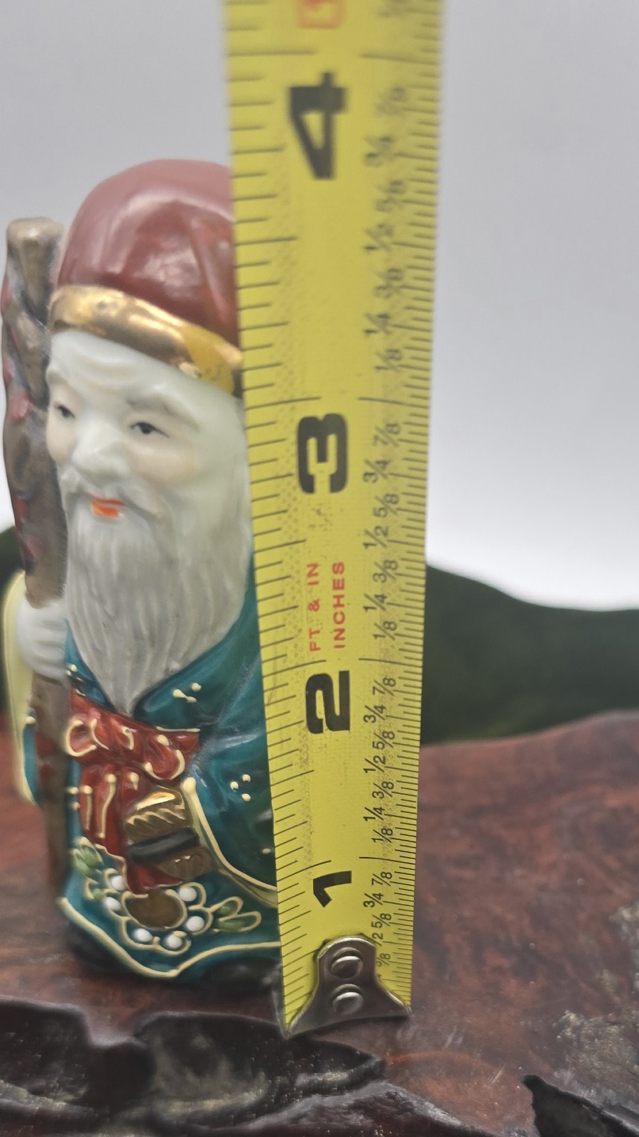 Vintage Japanese Kutani Moriage Lucky Longevity Asian Figurine 4 inches