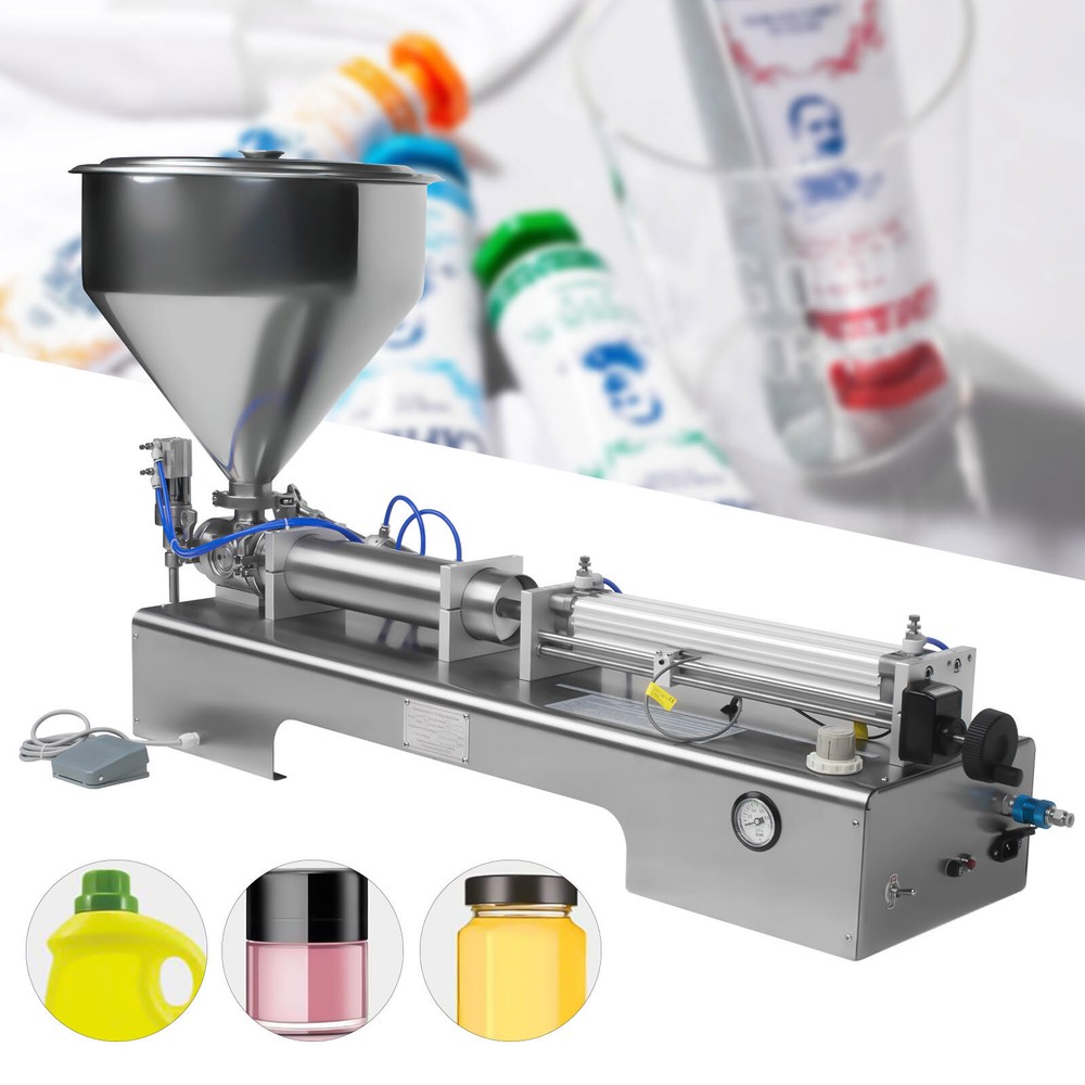 Liquid Paste Filling Machine Pneumatic Bottle Pack Piston Filler + 40L Hopper CE