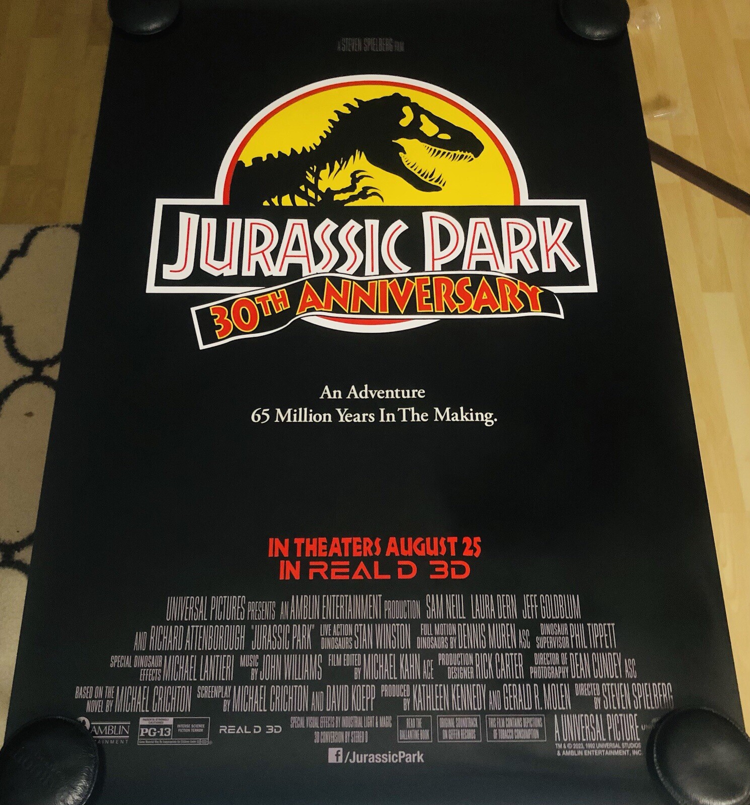 JURASSIC PARK 30TH Anniversary ORIGINAL DS 27X40 Movie Poster Steven Spielberg