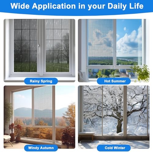 Window Screen Repair Kit, 48"x118" Screen Door Mesh Replacement Kit, Durable