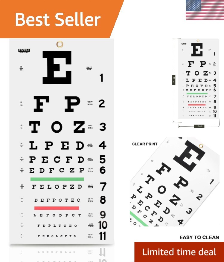 Professional Snellen Wall Chart - 11 x 22 in. for Accurate Vision Testing