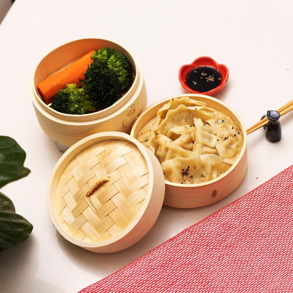 Joyce Chen 2-Tier Bamboo Steamer Baskets, 6-Inch