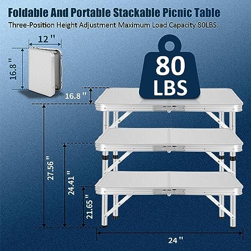 Small Camping Table with Mesh Layer, Portable Tables Folding, Aluminum