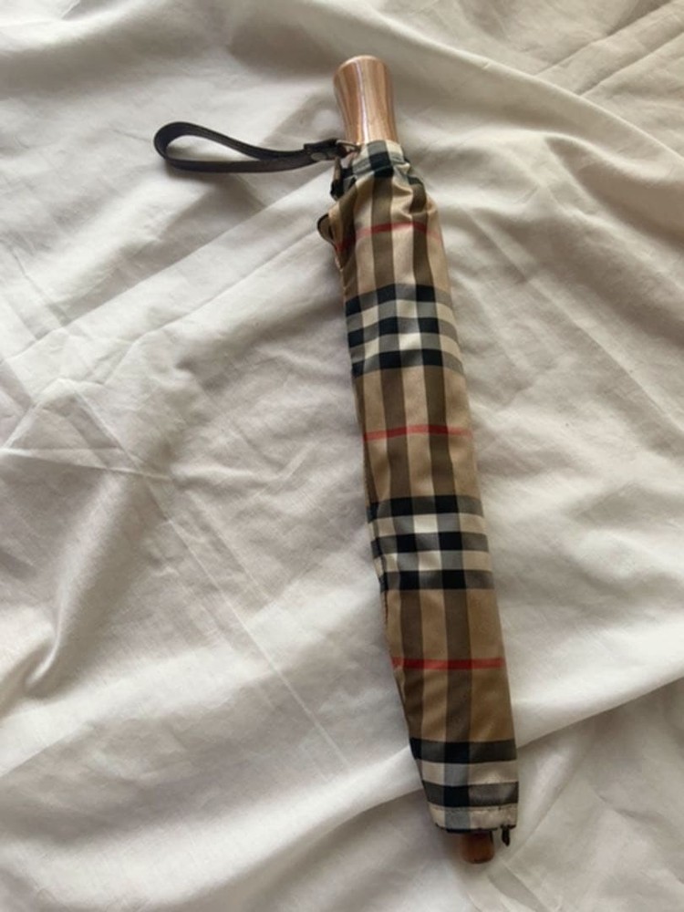 Burberry Folding Umbrella Vintage Check Pattern Compact Windproof Authentic