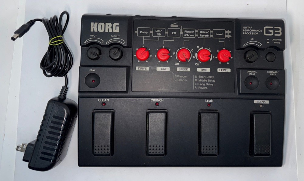 Korg G3 Guitar Multi Effect Pedal Guitar Performance Processor Untested W/Guitar