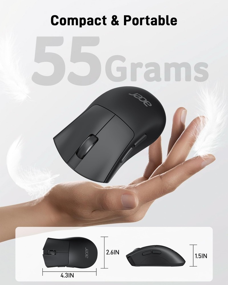 acer Wireless Mouse, 1200 DPI Computer Mouse Wireless with 2.4GHz USB A Recei...