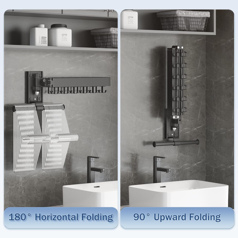 Folding Wall-Mounted Clothes Drying Rack for Laundry Room Organization