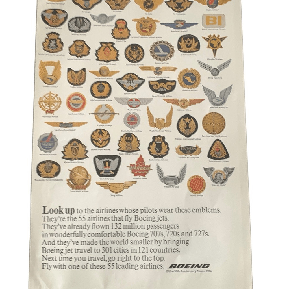 Vintage 1966 Boeing 50th Anniversary Ad Advertisement