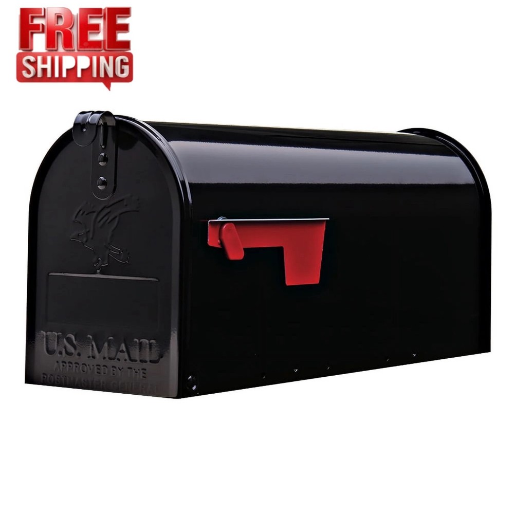 Architectural Mailboxes Elite Galvanized Steel, Medium, Post-Mount Mailbox in Bl