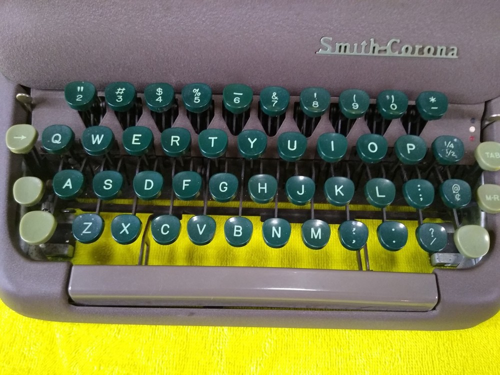 Vtg Smith Corona Typewriter Silent Floating Shift With Case Working Green Keys