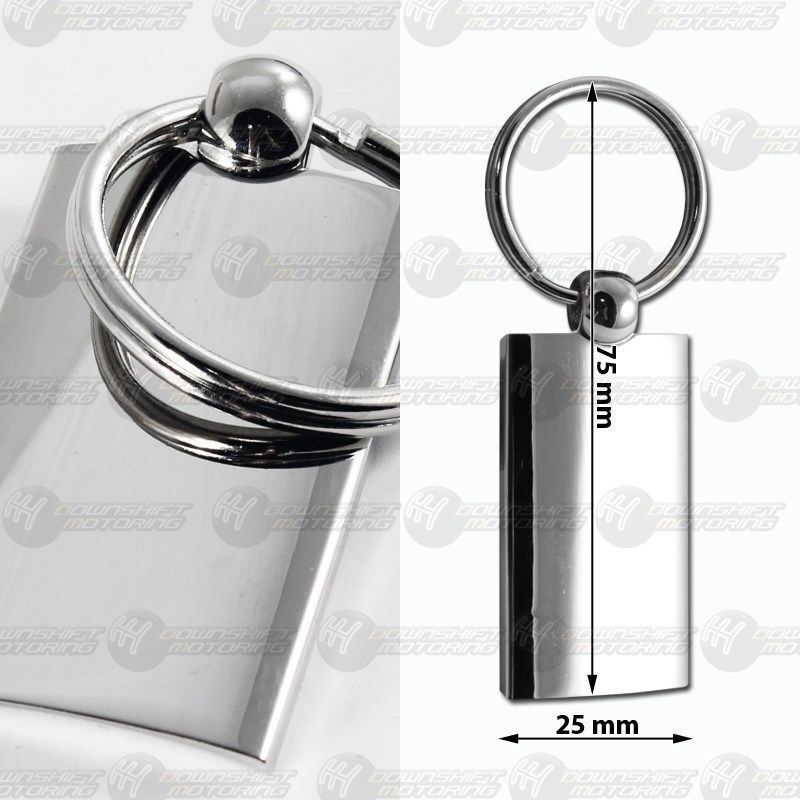 Mitsubishi Black Rectangular Authentic Chrome Key Fob Key ring Keychain Lanyard