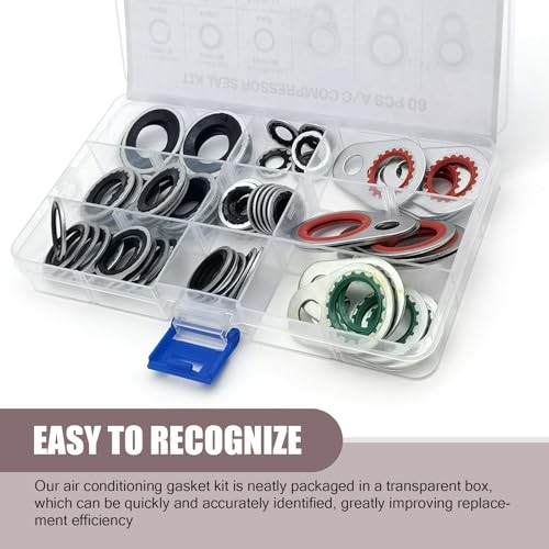 60 PCS Car Air Conditioning Compressor Gasket Assortment Set, Multi
