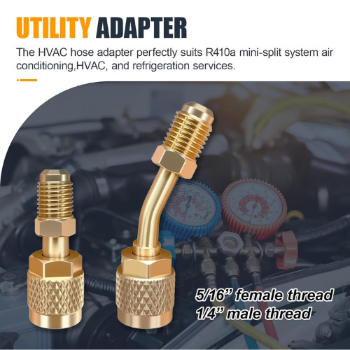Straight Adapter & Angled Adapter, R410A Adapter Mini Split Adapter 5/16" Female