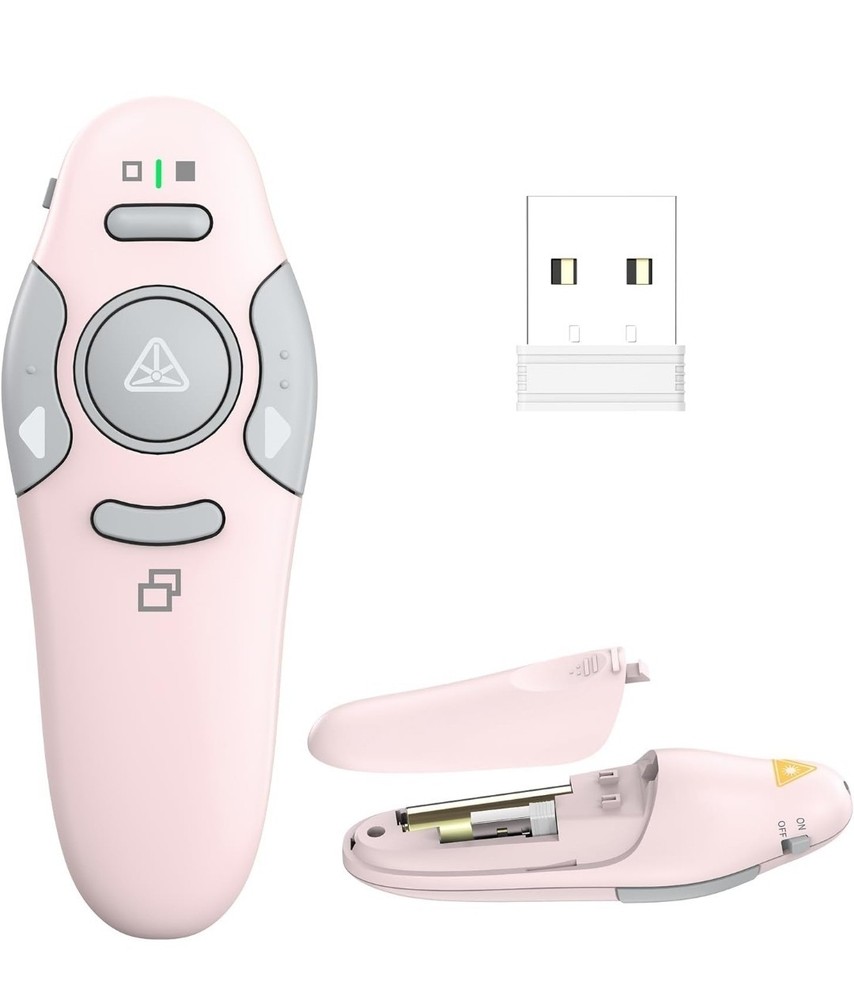 QUI Wireless Presenter PowerPoint Clicker-Pink, Open Box