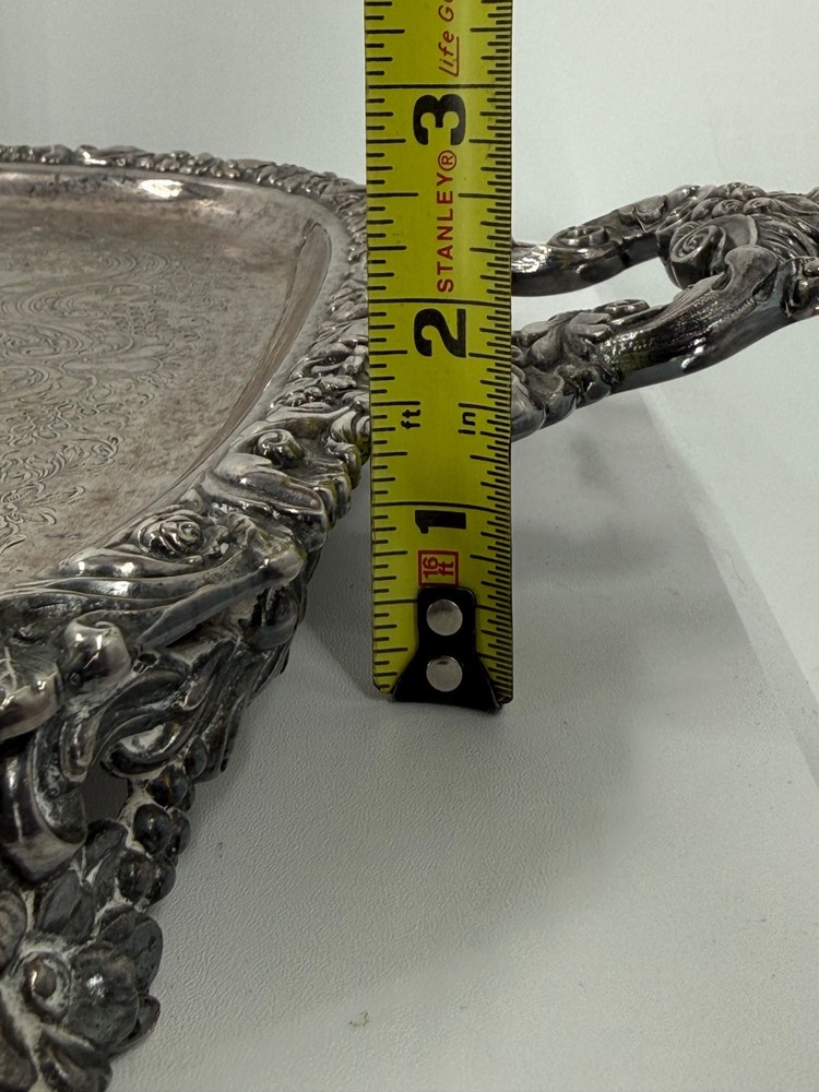 Vintage 27" Silver Plated International Silver Company Ornate Serving Tray-10 lb