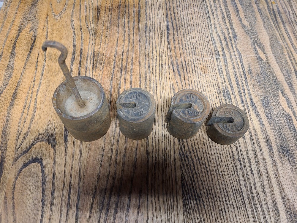 Vintage Scale Weights Cast Iron Antique