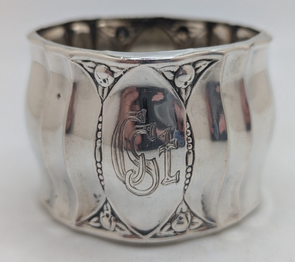 Antique German 800 Silver Napkin Ring "C St" initials engraving