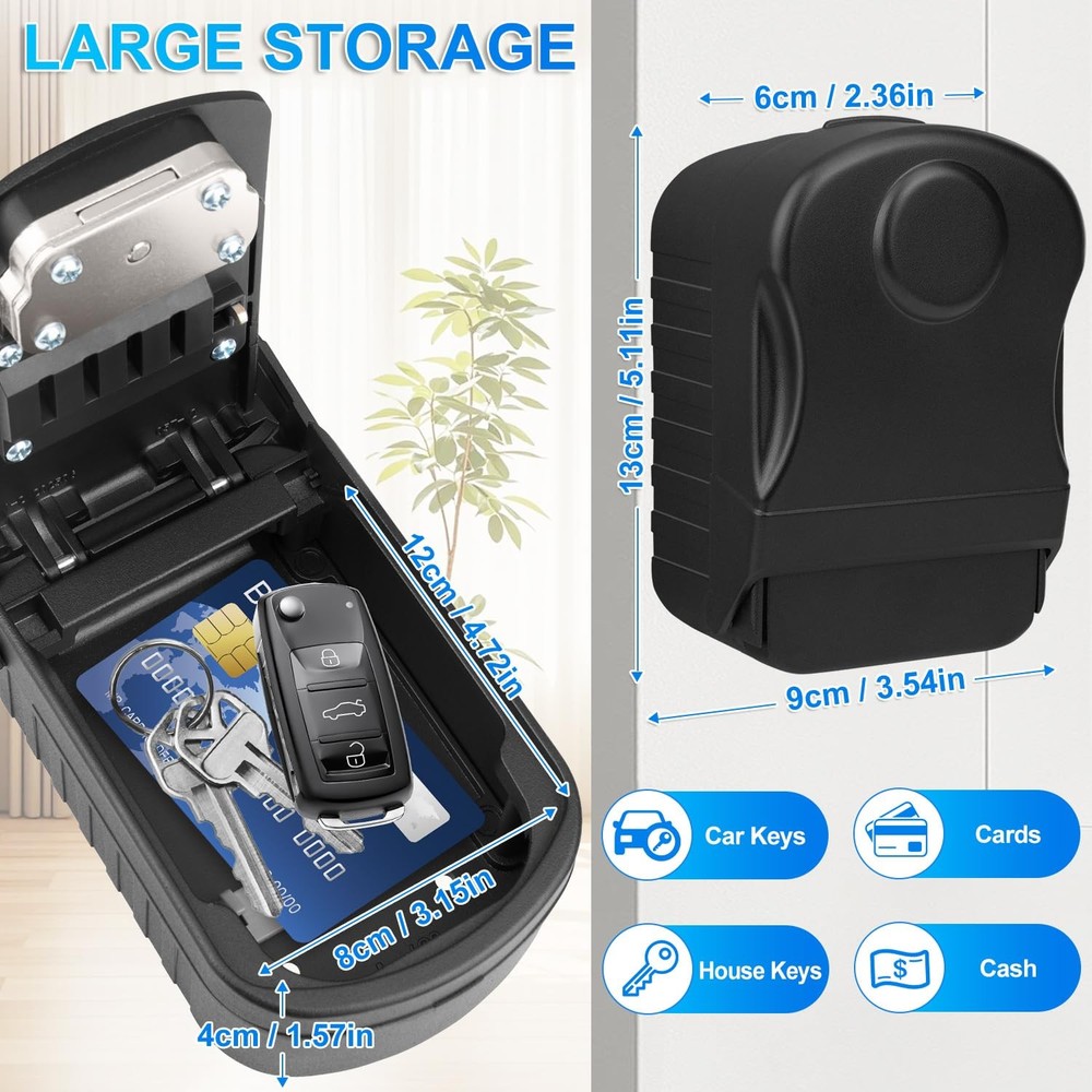 Lock Box for Keys with Code Outdoor Large Capacity Key Lock Box for Outside W...