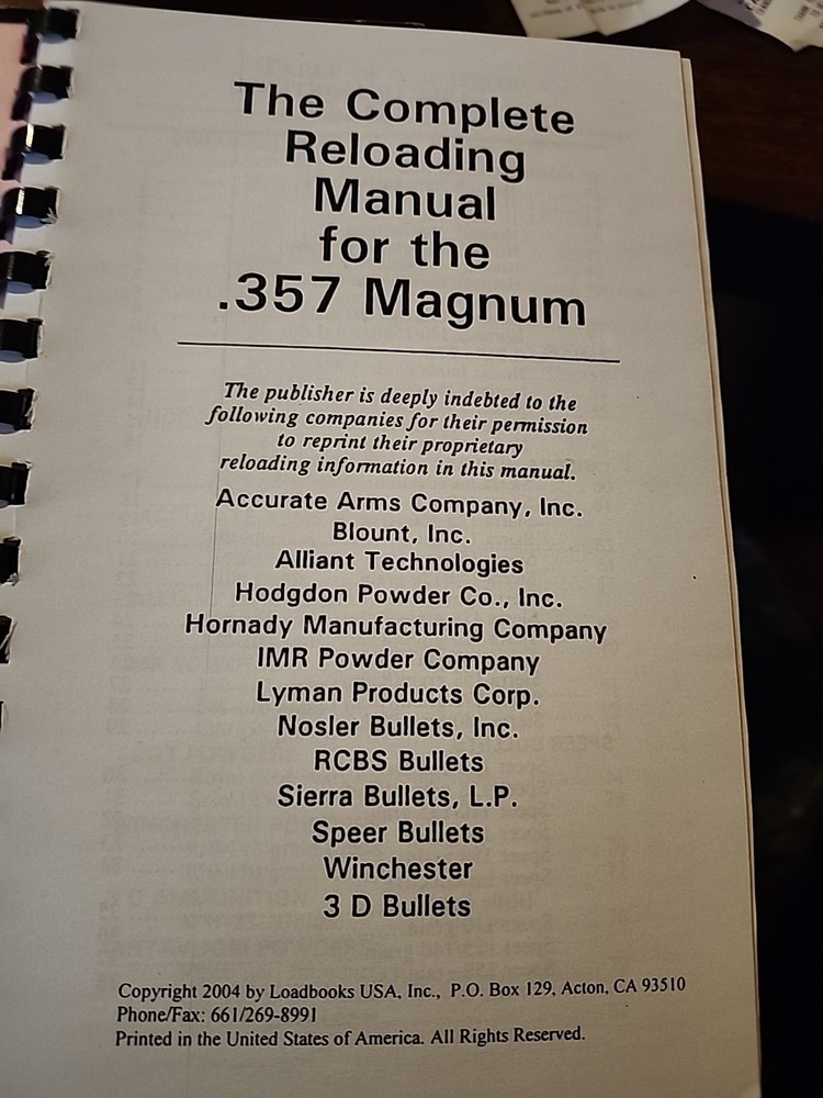 .357 Magnum The Complete Reloading Manual Load Books
