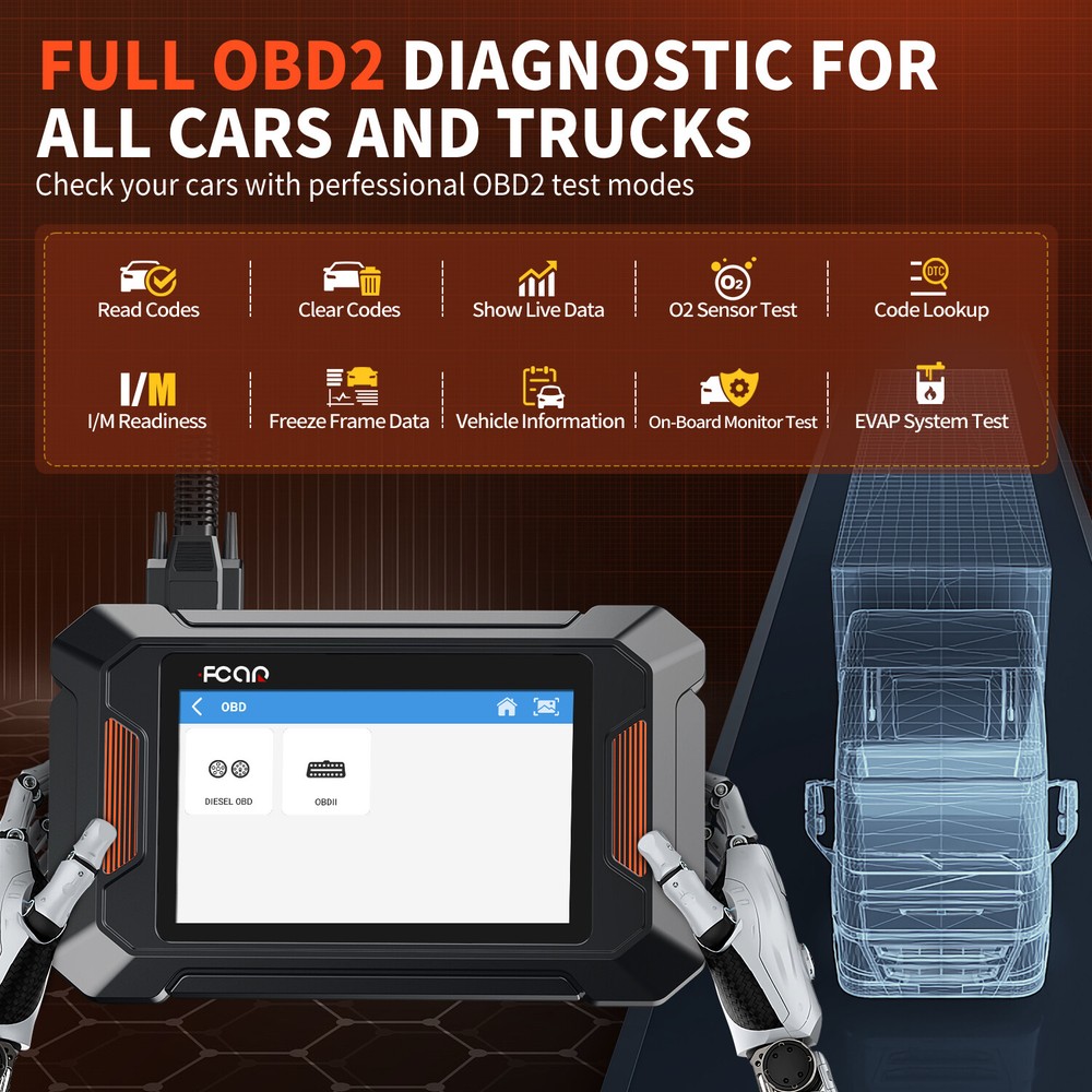 Heavy Duty Truck OBD2 Scanner Full System DPF Regen Code Reader Diesel Scan Tool