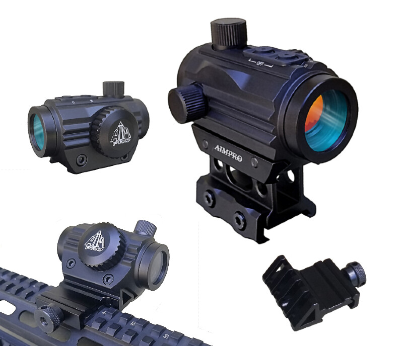 Aimpro Tactical Micro Dot Red Green Dot Reflex Sight with Riser and Angle Mount