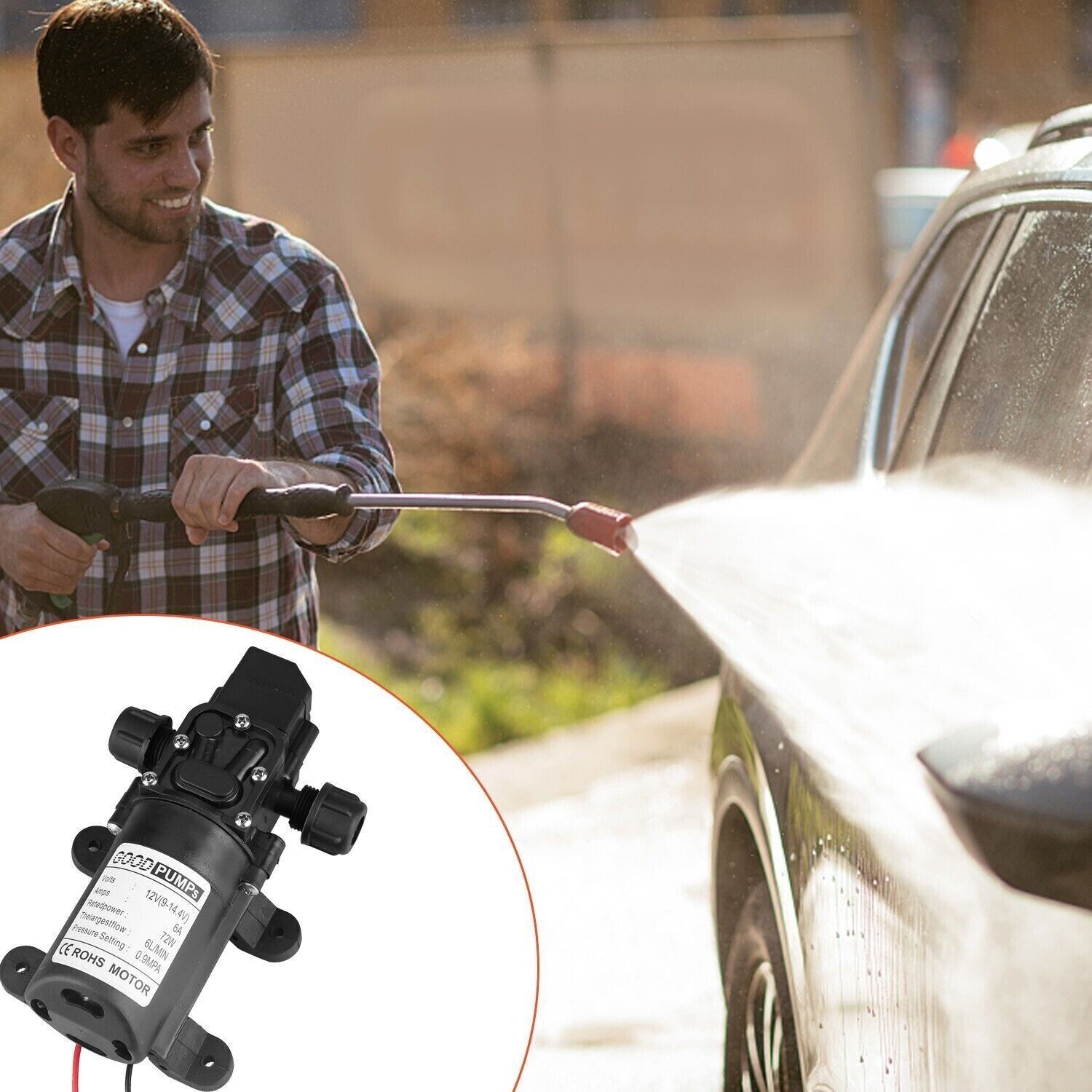 2Pcs 130PSI High Pressure RV Water Pump Diaphragm DC 12V Self-Priming 72W