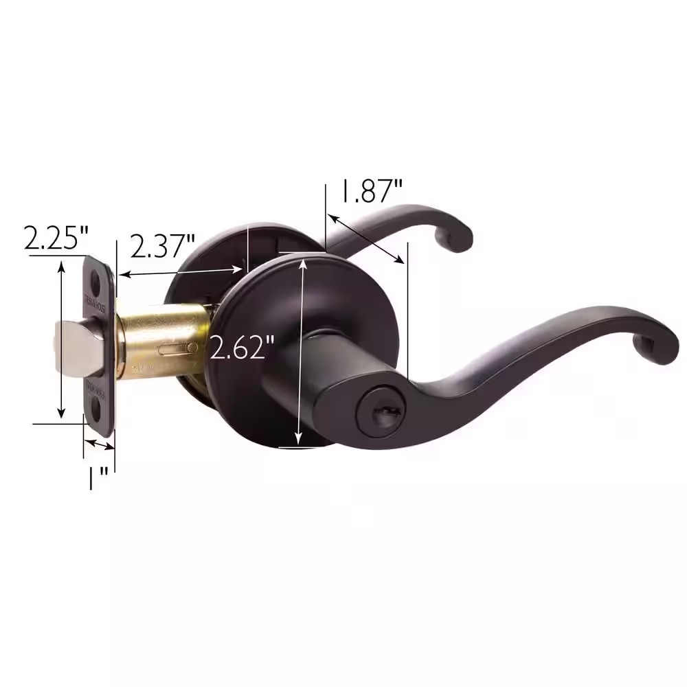 Scroll Matte Black Keyed Entry Door Lever
