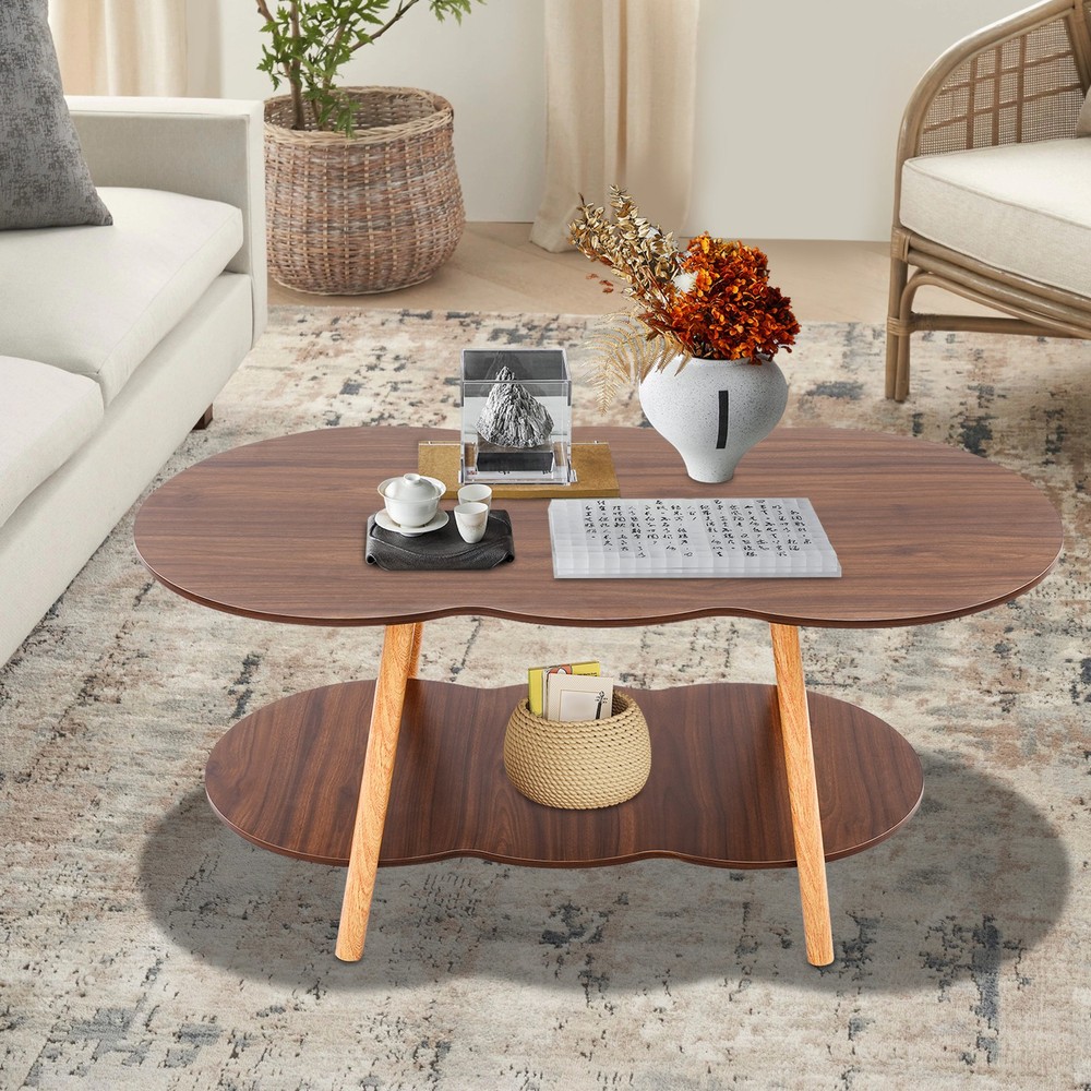 2 Tier Cloud-shaped Sofa Table Modern Coffee Table End Table for Home Office