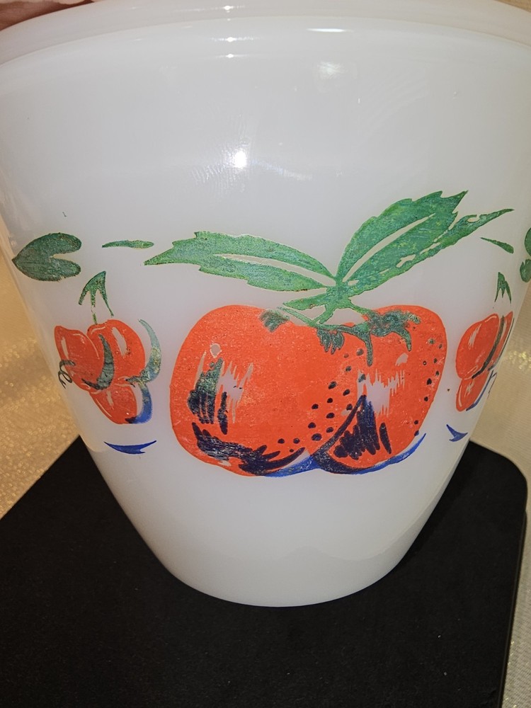 Vintage Fire King Grease Jar Apples & Cherries Oven Ware