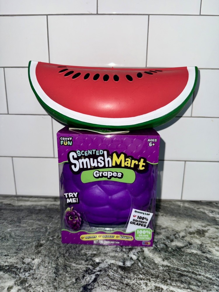 Squishy Fruit Bundle🍇🍉 Scented SmushMart Grape & Jumbo Squishy Watermelon