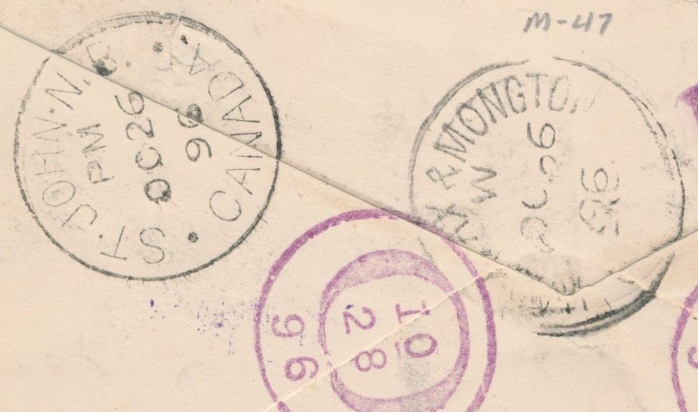 Elgin, NB - 1896 Split Ring Cancel on Registered Envelope