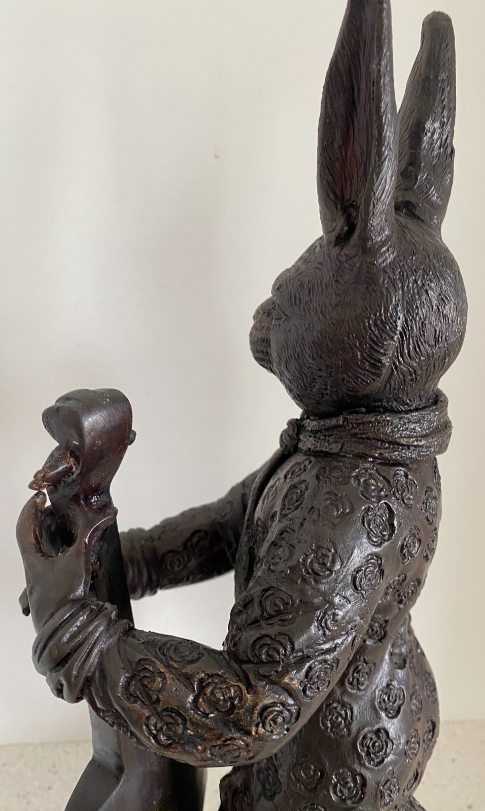 Vtg 17" Bronze Anthropomorphic Rabbit Sculpture Playing Cello Maitland Smith MCM