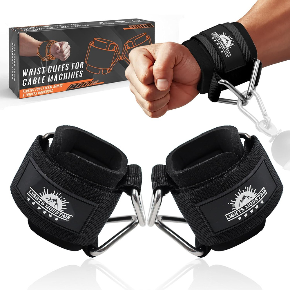 Padded Adjustable Wrist Cuffs for Cable Machine Strength Training