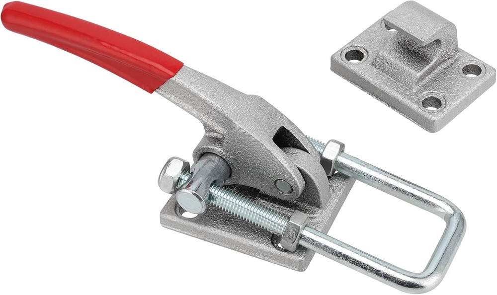 KEILEOHO 2 Pack U-Hook Latch Clamp, Heavy Duty Adjustable Toggle Red, Silver