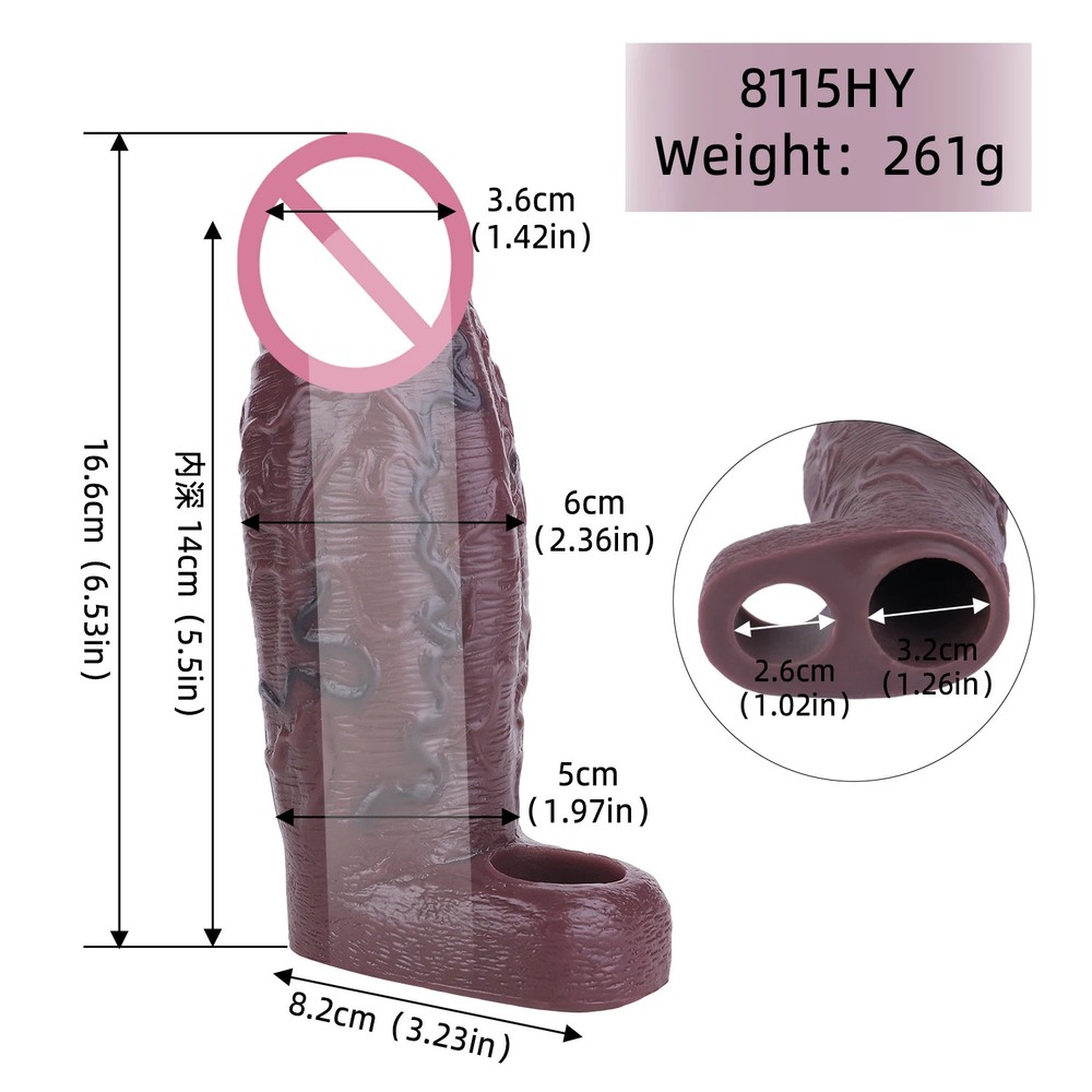 Penis Sleeve Silicone Sheath Enlarger Delay Ejaculation Extender Reusable Condom
