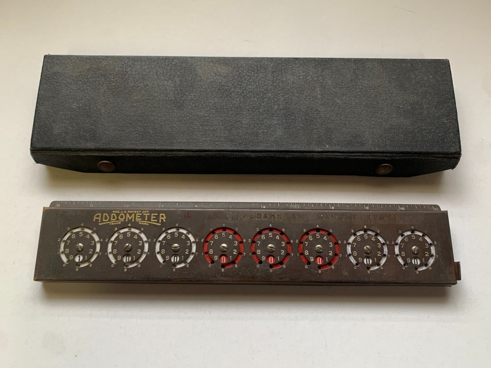 Vtg. ADDOMETER Reliable Typewriter & Adding Machine Co. w/ org. box & directions