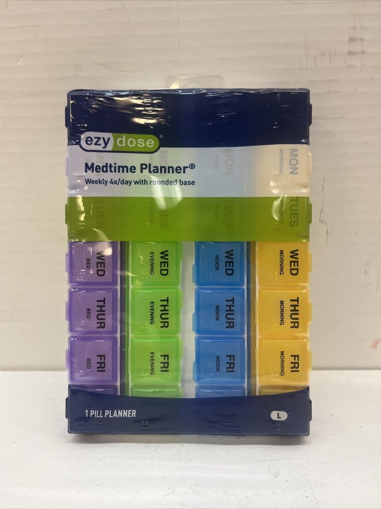 Weekly 4X/Day with Rounded Base Medtime Planner, Large, 1 Count