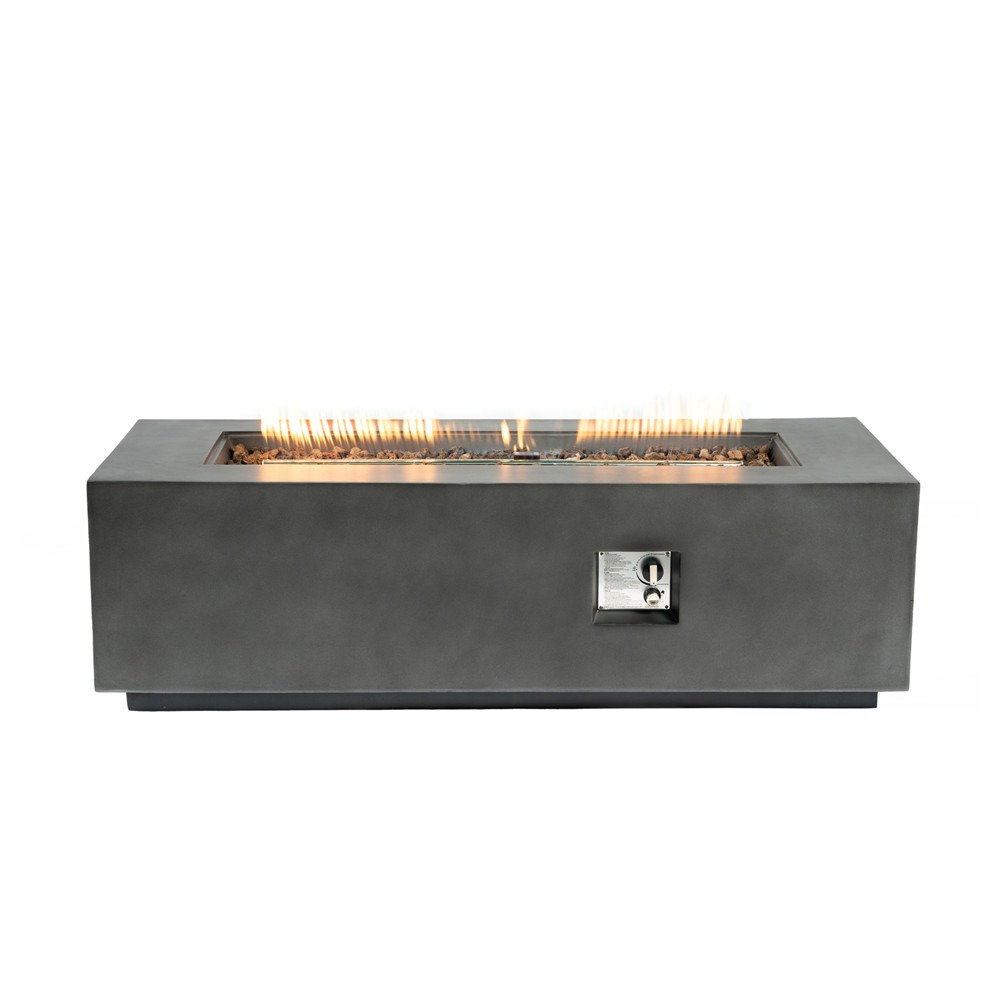 Outdoor Rectangle Propane Fire Pit Table 60inch 60000 BTU Concrete Fire Table