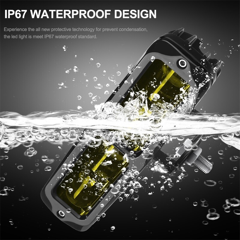 2X 6inch Yellow Amber LED Driving Work Lights Bar Spot Pods Fog Lamp Offroad SUV