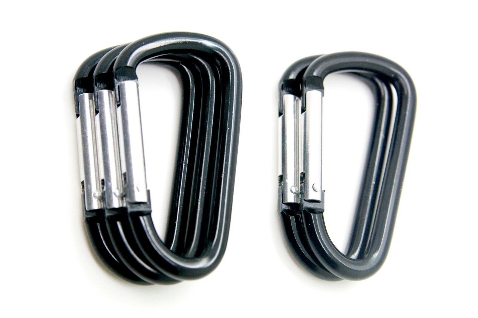 Pack of 6 pcs 3" Aluminum Carabiner Spring Belt Clip Key Chain D Shape Black