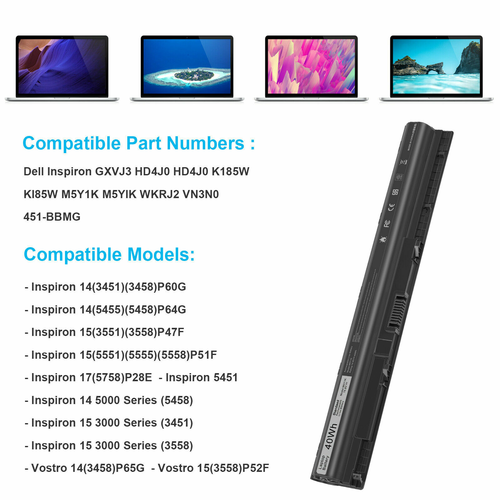 ✅M5Y1K Battery For Dell Inspiron 3451 5451 5551 5555 5558 5559 5755 5758/Charger