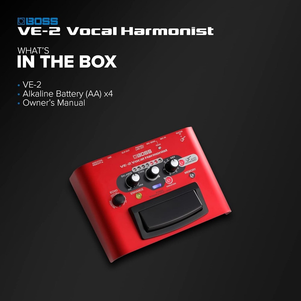 Boss VE-2 Vocal Harmonist Harmony Effects Pedal Processor Reverb Echo
