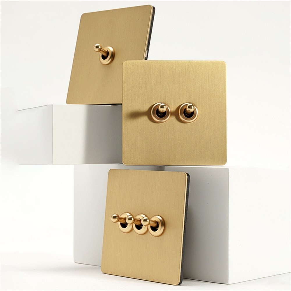Concealed  for TOGGLE Switch Matte Gold Brushed Stainless Steel Panel 86 Type