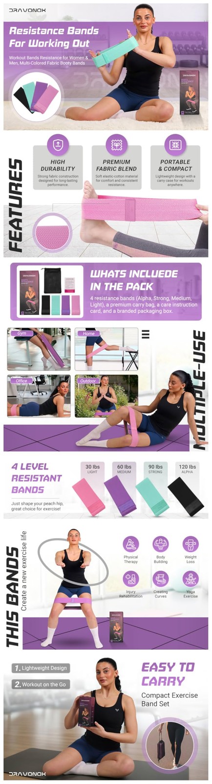 Resistance Bands, Workout Bands, Exercise Bands for Working Out with Workout ...