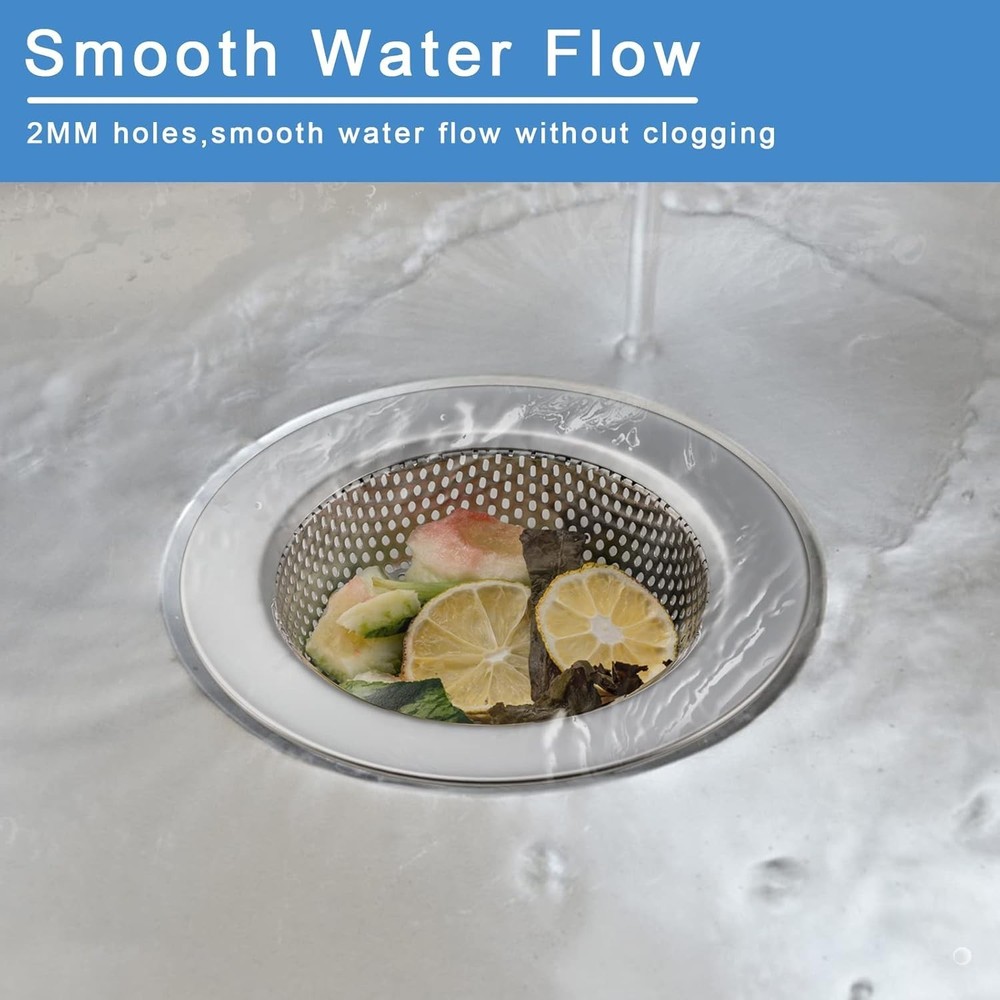 2 Pcs Rustproof Stainless Steel Kitchen Sink Strainer - Double Layer Design