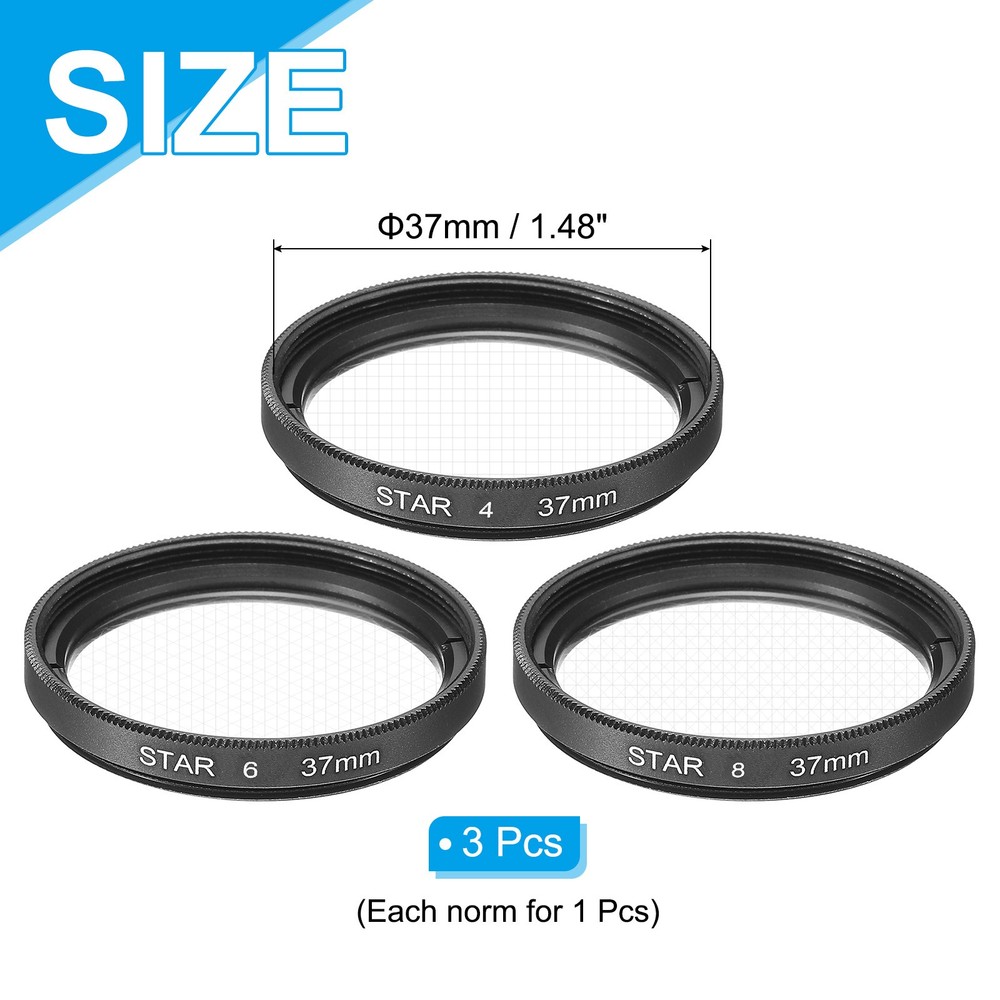 37mm Star Lens Filter, 1 Set Starburst Lens Filter 4 Points 6 Points 8 Points