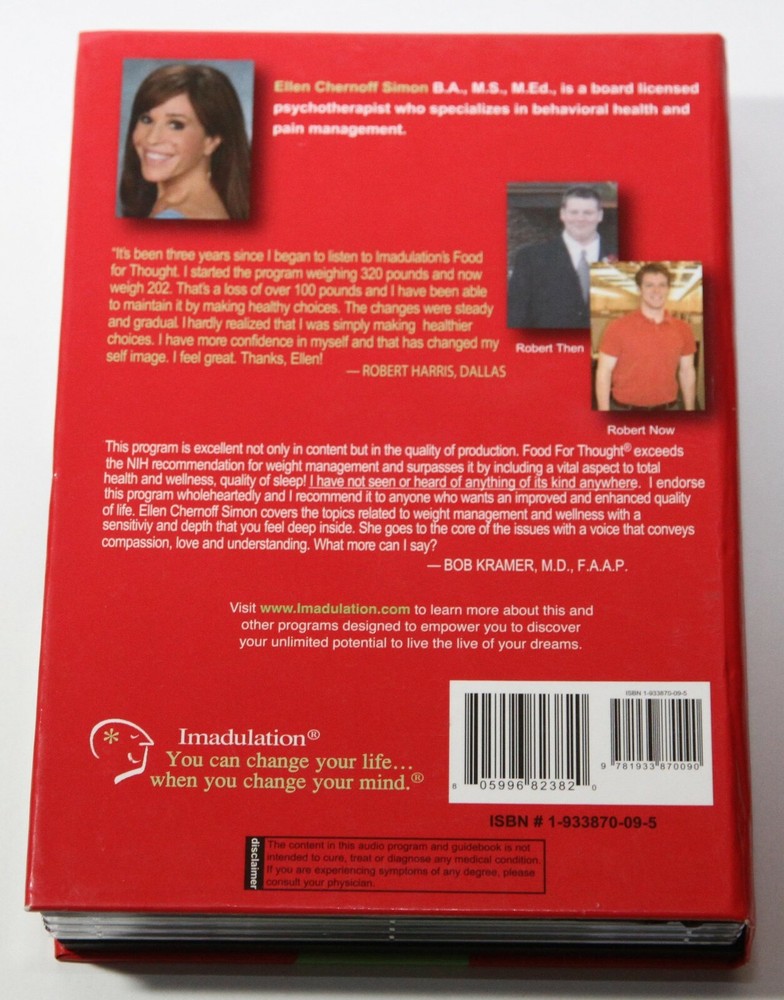 Food For Thought WEIGHT MANAGEMENT 6 CD Program & Guidebook + Stickers VG-LN