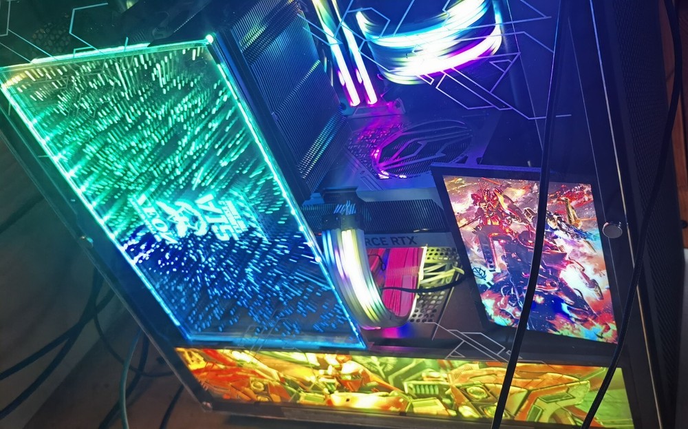Custom Pic & Size Infinity Mirrored GPU Backplate GPU Side Panel RGB Gaming PC