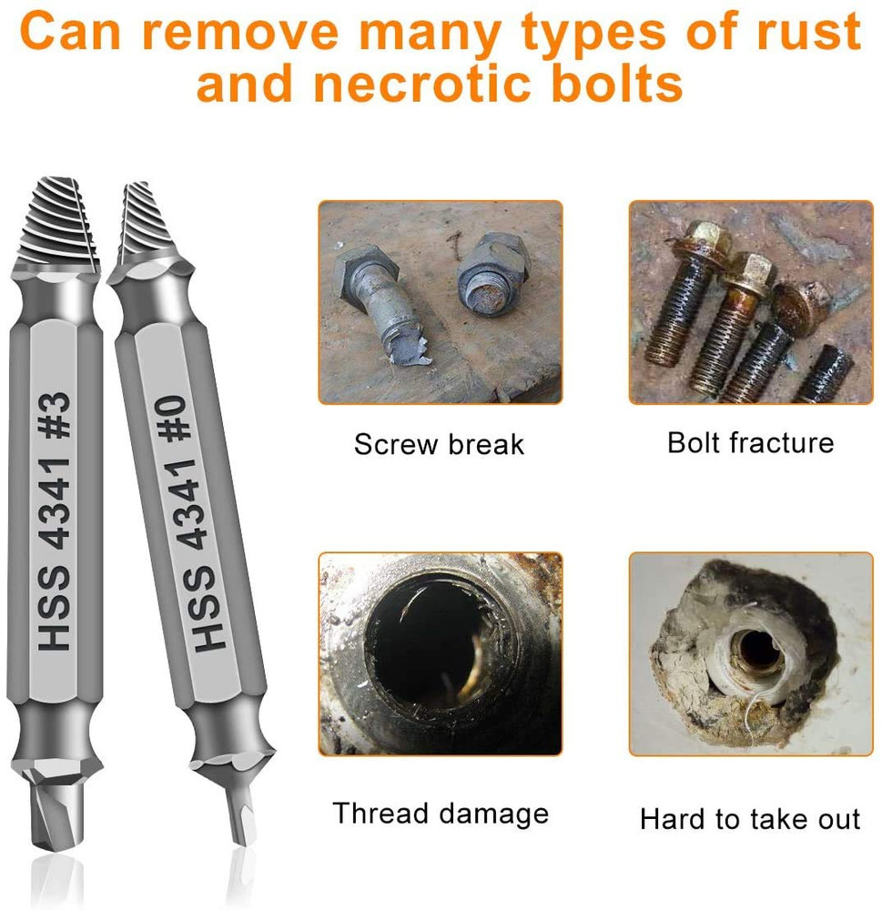 Damaged Screw Extractor - Remover Stripped Head Screws Nuts Bolts Drill Bit Tool