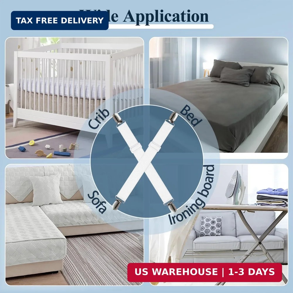 Bed Sheet Straps, Sopito Adjustable Elastic Fitted Sheet Corner Holders Straps t